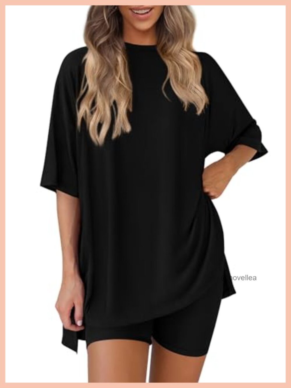 Women 2 Piece Lounge Set Biker Shorts Oversized Tee High Waisted Matching